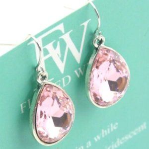 Light Rose Pink Crystal CZ Earring Tear Drop